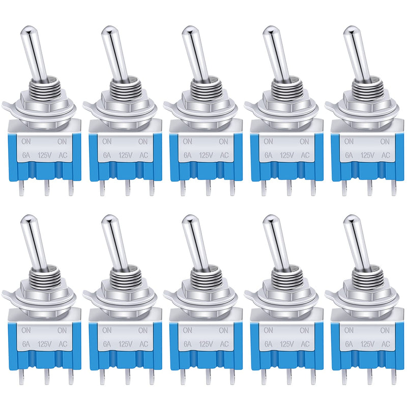 [AUSTRALIA] - Taiss / 10 pieces blue mini toggle switch on/off 3 position SPDT 3 pin MTS-103 3pin ON / OFF / ON 