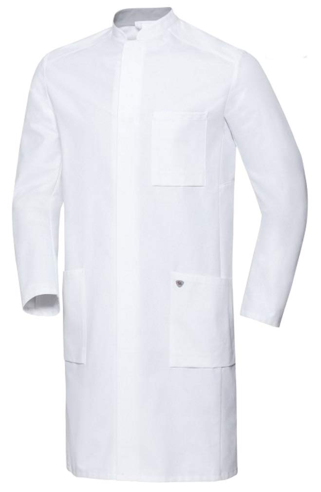 BP 1751-130-0021-52n Doctor's Coat for Men, Long Sleeve, Arm Lift System, 205.00 g/m², Pure Cotton, White, 52n