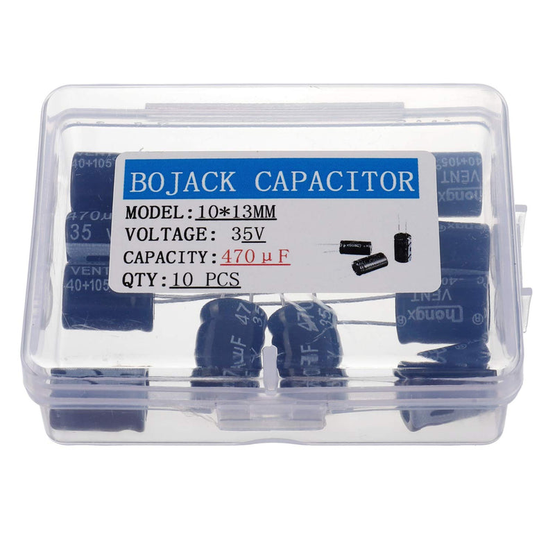 BOJACK 10X13mm 470uF 35V 470MFD 35Voltage ±20% Aluminum Electrolytic Capacitors (Pack of 10)