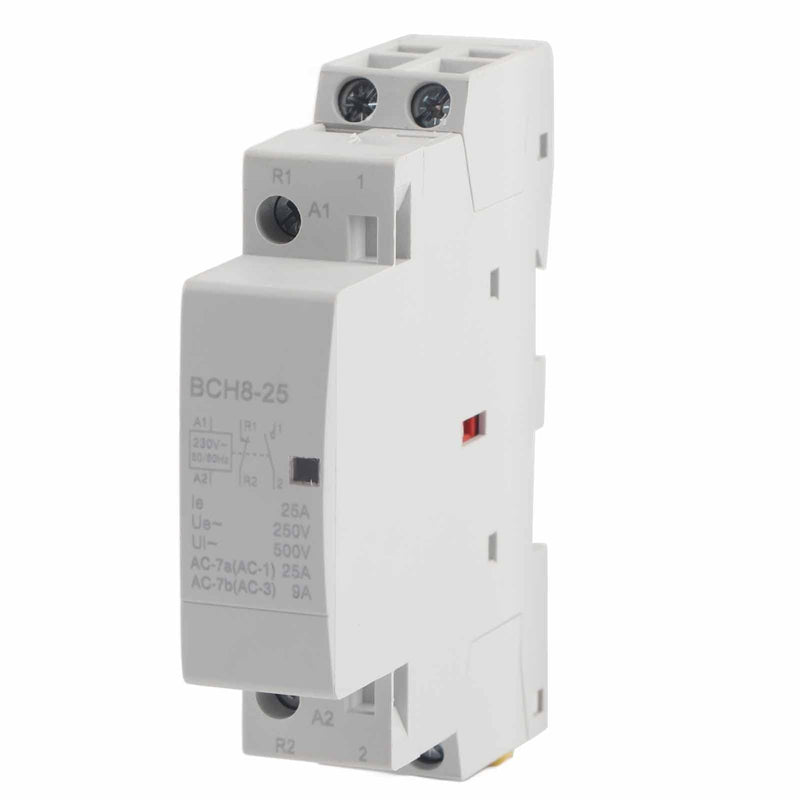 AC Contactor 25A - Household Contactor 220V/230V, DIN Rail Mounting, 2P 1NO 1NC, Suitable for 50Hz/60Hz Networks 25A 220V230V 1NO1NC