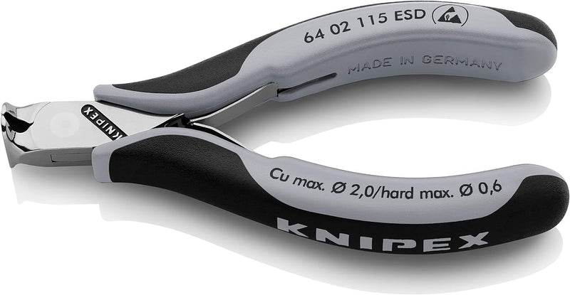KNIPEX Electronic End Cutting Pliers ESD with Multi-Component Sleeves 115 mm 64 02 115 ESD Without facet 130 mm