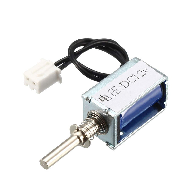 sourcing map DC 12 V Push Pull Type Mini Solenoid Electromagnet Open Frame 3 mm/35 g 4 mm DC12V 3mm/35g