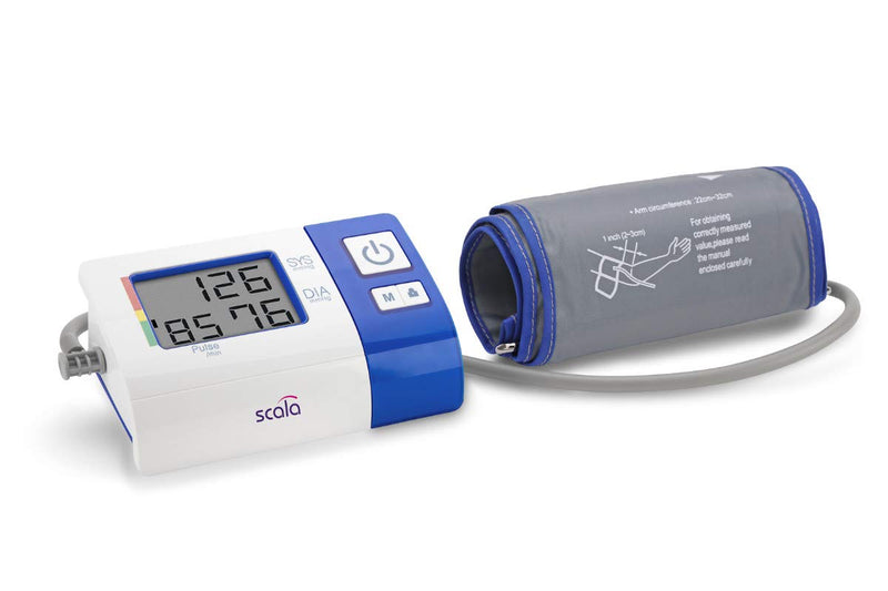[AUSTRALIA] - scala SC 7620 blue upper arm blood pressure monitor with compact design for home and on the go. Easy to reliably measure blood pressure independently. M 