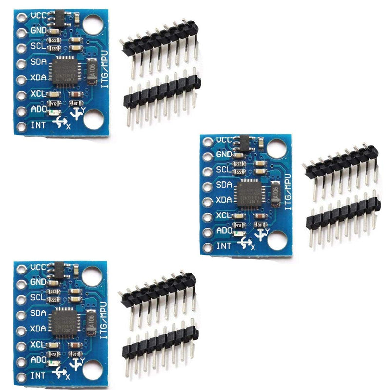 [AUSTRALIA] - Hailege 3pcs MPU-6050 MPU6050 GY-521 3-Axis Accelerometer Gyroscope Module 6-DOF 6-Axis Accelerometer Gyroscope Sensor Module 16-Bit AD Converter Data Output IIC I2C 