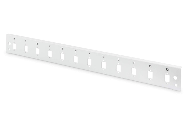 DIGITUS LWL Splice Box Front Panel - Fibre Optic Patch Panel - 12x LC DX, SC SX, E2000 SX - 19 Inch 1U, Quick Release 1HE - 12x LC DX, SC SX, E2000 SX