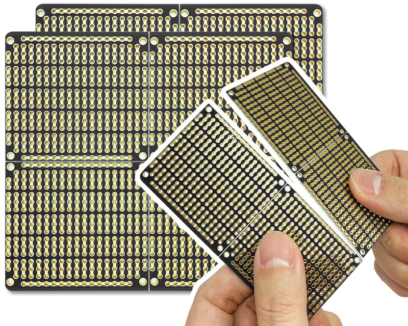 ElectroCookie PCB Prototype Board, Snappable Strip Board with Power Rails for Electronics Projects Compatible for DIY Arduino Soldering Projects, Gold-Plated, 3.8"x3.5" (2 Pack, Matte Black) 2.Black