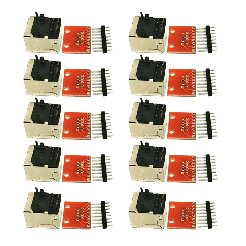Almencla Pack of 10 8P8C Female Connectors and Connectors Plate Connector Breakout Board for Ethernet Sockets