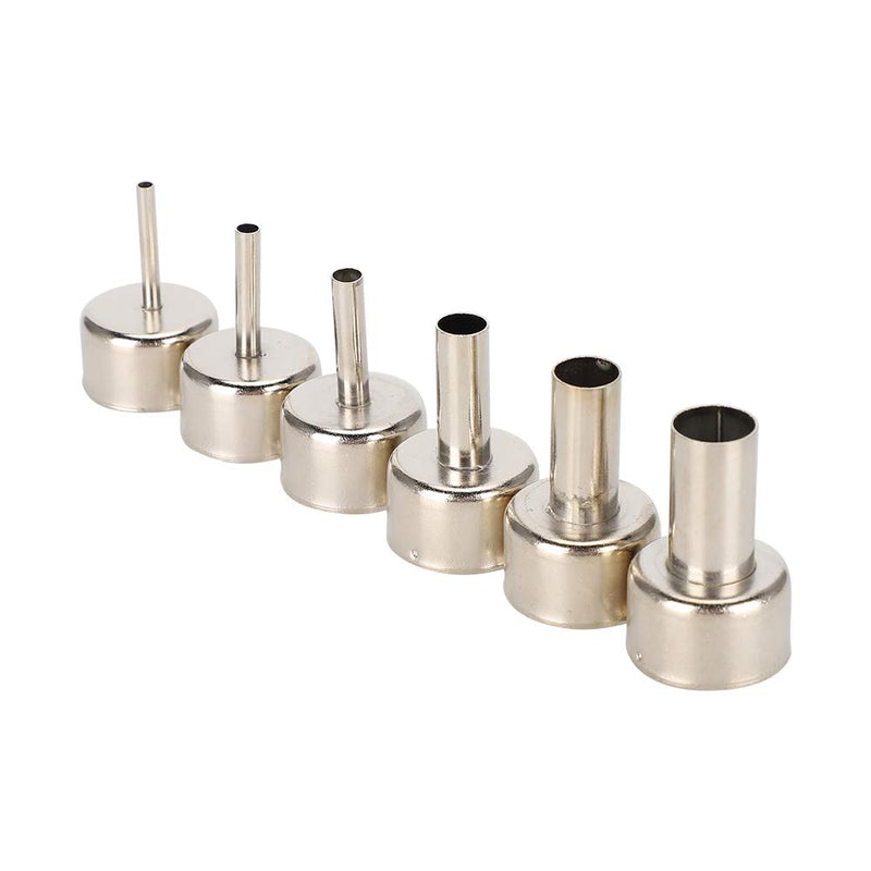 6pcs Hot Air Gun Nozzle 858 Heat Gun SMD Rework Station Accessory 3/4/5/8/10/12mm,Hot Air Gun Nozzle Satisfy Various Soldering and Repair Requirement.