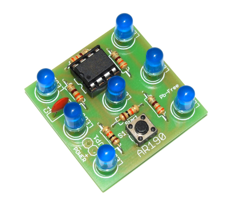 ArliKits AR190/B Electronic Cube with 7 Blue Flashing LEDs Great Fun Electric Cube Replacement Simple Soldering Kit