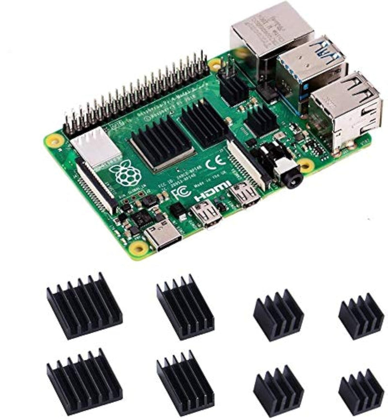 GeeekPi Pack of 8 Heatsinks for Raspberry Pi 4 Model B, Raspberry Pi Aluminium Heatsink with Heat-Conducting Tape for Raspberry Pi 4B (RPi Board is Not Included) (2 Pack) 2Packung