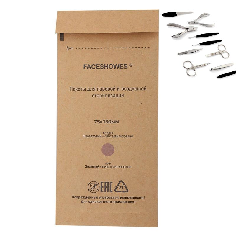 Sterilisation Bag, Sterilisation Bag, Disposable Nail Accessories, Disposable Accessories for Nail Sterilisers, Disinfectant Machines, for Cosmetics and Nail Tools, 75 x 150 mm (Pack of 100)