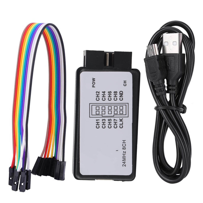 USB Logic Analyzer Kit Mini Digital Pocket Size 8 Channel Input Memory 24 MHz for a Variety of Decoding Functions
