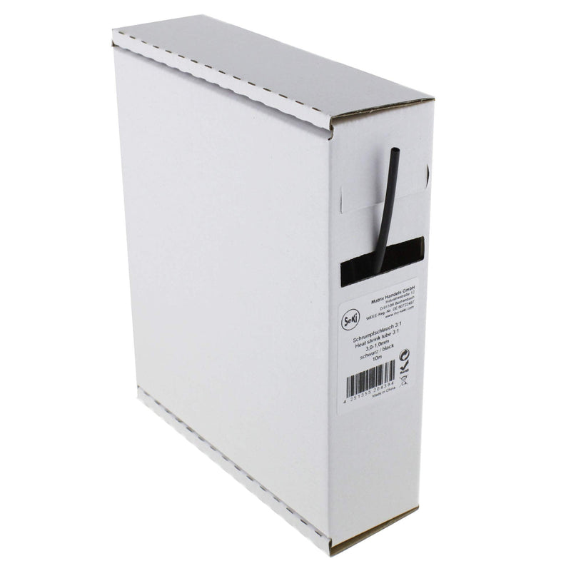 [AUSTRALIA] - Heat Shrink Tubing Black 3:1, 3.0-1.0 mm, 10 Metres - Dispenser Box Without Glue 3,0 > 1,0mm 