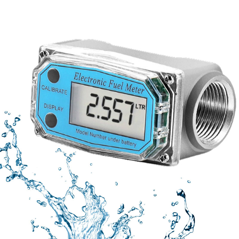 Jadeshay Flow Meter for Turbines, Mini Digital Flow Meter 1 Inch NPT Thread Flow Meter for Fuel 15-120L 1 Inch (Blue-LW-25) Blue