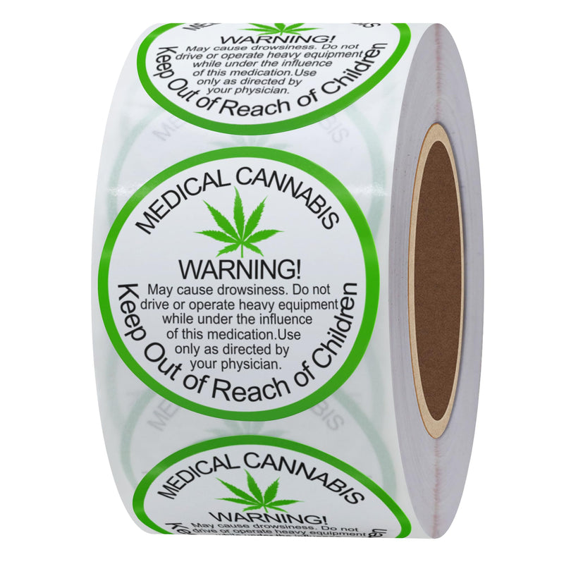 Hylabelest 38mm General Medical Cannabis Warning Labels Keep Out of Reach of Children Round Stickers