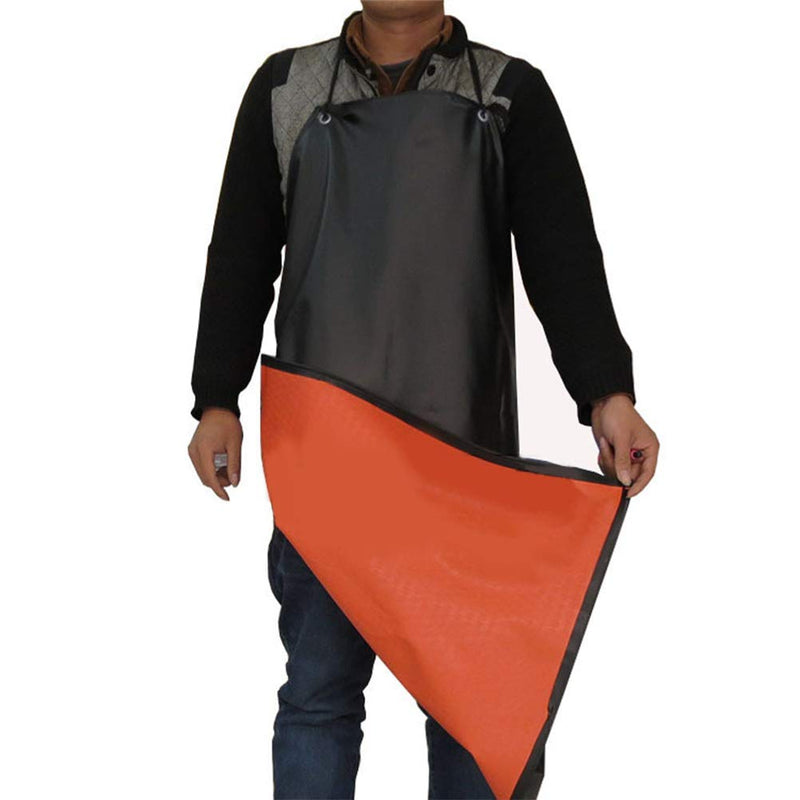 Kikier Extra Long Apron Heavy Duty Waterproof and Stain Resistant Extra Long Apron Kitchen Dishwashing Lab Butcher Fishing, black
