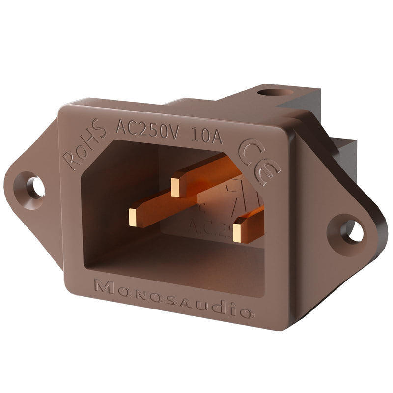 Monosaudio IC71(C) High End IEC Connector Pure Copper Conductor IEC Socket 10A 250V AC IEC C14 Plate Mounting IEC IEC Socket brown
