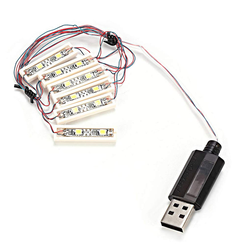 Ymiko 1 x 6 LED Downlights USB Powered Brick White, Powered by USB, LED Bricks, Lamp Off, LED Lighting, Compatible with Bricks