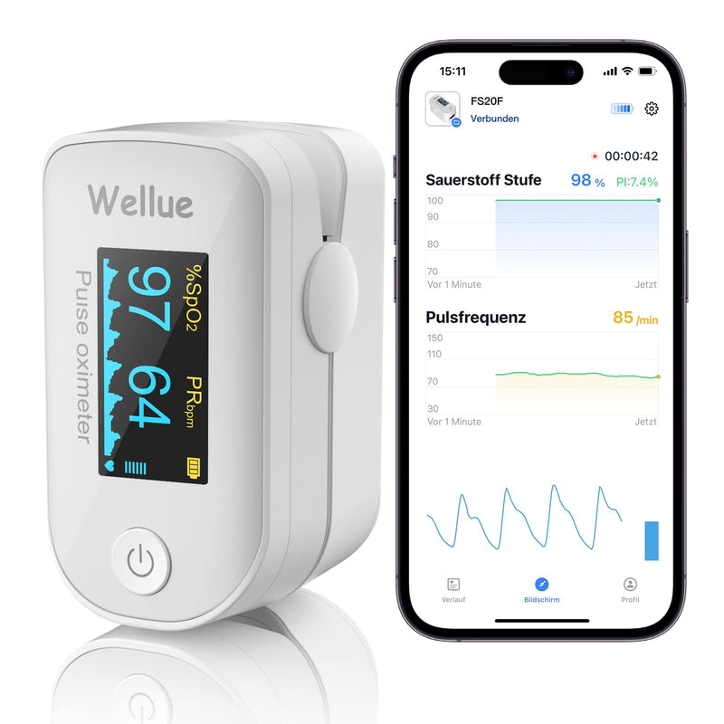 ViATOM Sleep Monitor for the Blood, Portable Fingertip Device to Monitor Heart Rate Sp-O2 Values, App Bluetooth