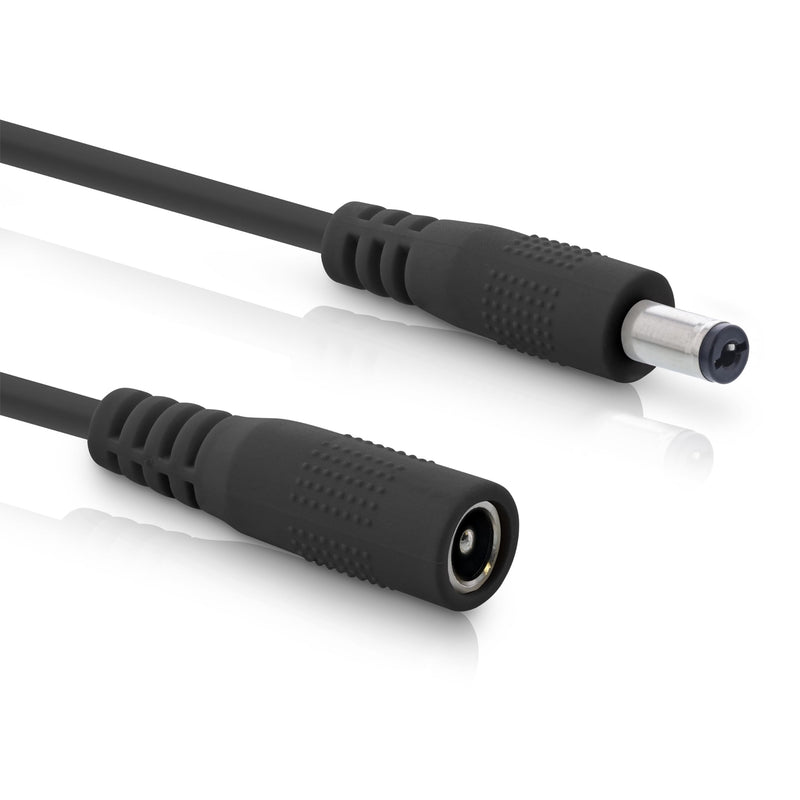 InLine - DC Extension Cable, Universal Power Supply Extension Cable for LED Strips, Security Cameras, Printers, Routers, Switches and much more, DC Male/Female 5.5 x 2.1 mm, Black, 1 m 1m