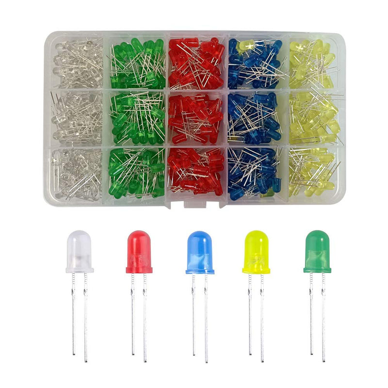 [AUSTRALIA] - YIXISI 400 Pieces 5 mm LED Light Emitting Diode Set, Round Head LED, 5 Colours (80 Pieces of Each Colour), White, Red, Yellow, Green, Blue 5mm-400 