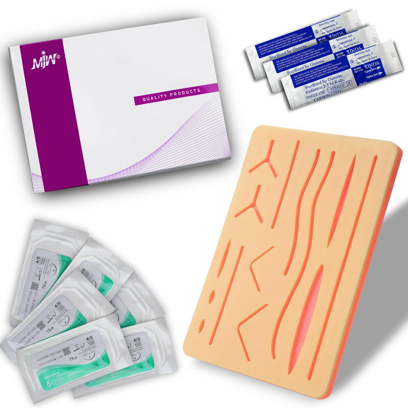Suture Practice Pad 3 Layer 14 Wound 5x7" with Silicon Thread Durable Silicon Skin Suture Pad to be Used by Students for Training and Practice of Medical | Veterinarian Students and Nurses Pad + Thread