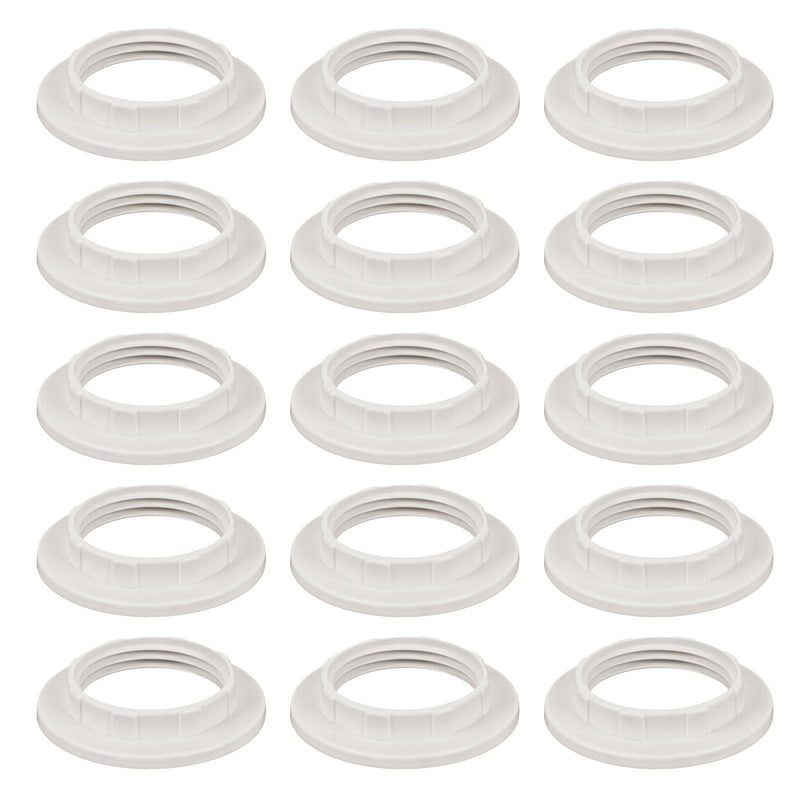Haisheng Pack of 15 Screw Ring E14 White Lamp Holder Lock Thread Ring Replacement Ring Plastic E14 Socket Screw Ring Lamp Holder Lampshade Ring Set for Lamps Shade and Glass Elements (White)