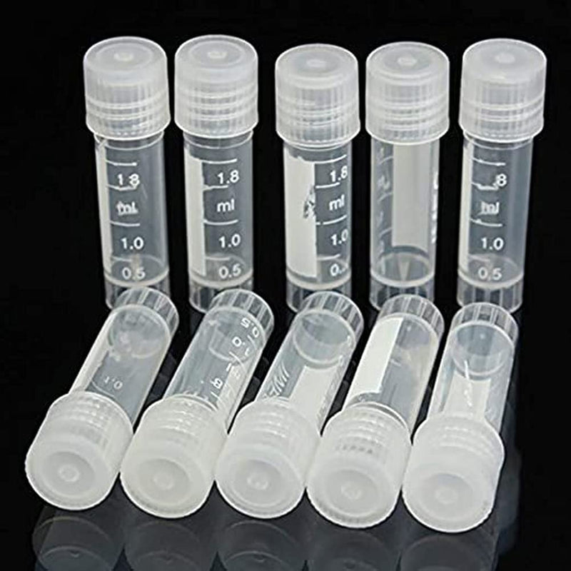 ChenXi Shop 20pcs 2ml Graduated Cryoval Cryogenic Plastic Vials Self Standing with Cap