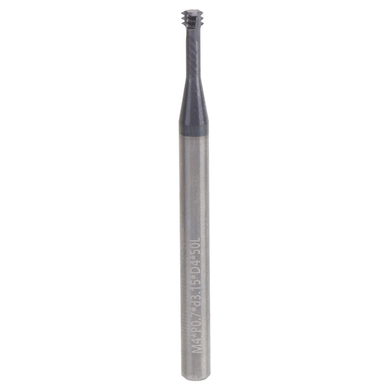 Cutting Cutter, 3-Tooth Metric 60° Tungsten Steel Thread Cutter, M4 x 0.7 x D4 x 50, Can Be Used for Aluminium, Copper, Stainless Steel, Alloy Steel