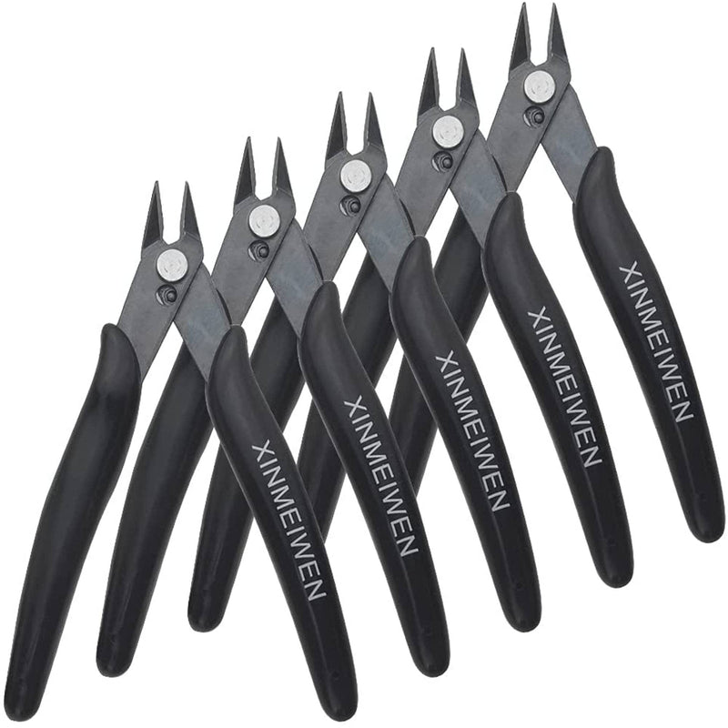 Flush Cutter Pliers 5Pcs Micro Wire Cutters with Spring Wire Cutters Precision Electronic Mini Cutting Pliers for Ultra-fine Cutting Needs Electronics Crafts Black 5Pack
