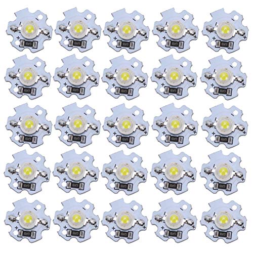 [AUSTRALIA] - Garosa 25-Piece LED Lamp Beads 5V LED Chips 200LM 1W High Power SMD LED Lamp Chip Bulb for Replacement of Foodlight/Spotlight Bulbs in Home Studio (Pure White 6000-6500K) 