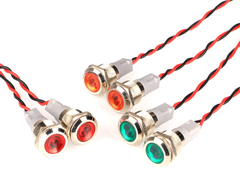 [AUSTRALIA] - GUUZI 6pcs 220V-230V 12 mm LED Panel Pilot Dash Warning Light Indicator Light Lamp Pilot Dash Bulbs Directional (Red/Yellow/Green) Red/Yellow/Green. 