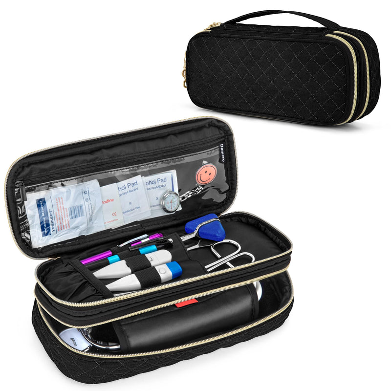 Damero Double Layer Stethoscope Bag Compatible with 3M Littmann/ADC/Omron Stethoscope, Stethoscope Carry Bag, Travel Bag for Nurse Accessories, Black