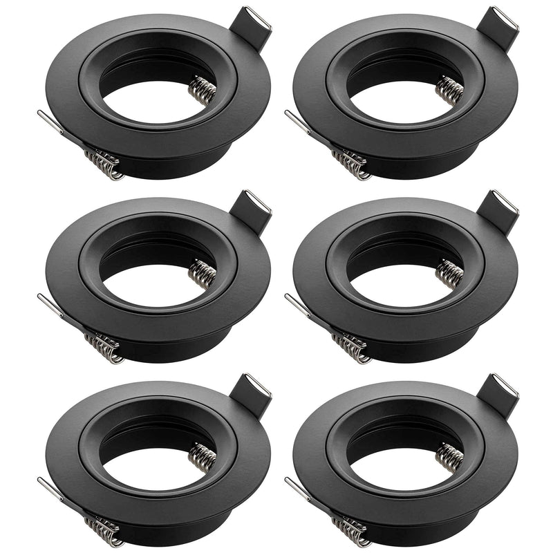 SEBSON Housing for recessed spotlights with GU10 socket LED halogen 230 V – mounting frame aluminium black hole diameter 65 mm (min. 60 mm, max. 70 mm) ceiling lighting set of 6