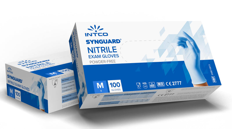 [AUSTRALIA] - Intco Medical – 100 x Medical Disposable Gloves Made of Tear-Resistant Nitrile – Latex and Powder-Free for Flawless Skin Compatibility – Can be Used in Chemical, Food & Cleaning Industry (M) 