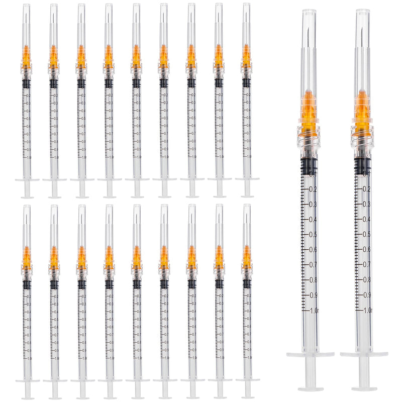 1ml/cc Plastic Tube with 25G-25mm Head, Disposable Luer-Lock Independent Packaging, Easy to Use (Pack of 100) 100 Items