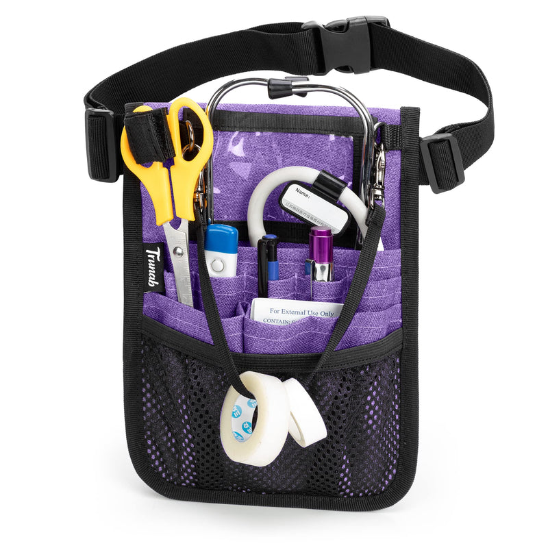 [AUSTRALIA] - Trunab Nurse Waist Pack with Multiple Pocket Pockets for Medical Accessories such as Scissors, Tape, Stethoscope, Thermometer, Nursing Bag, purple, 1 