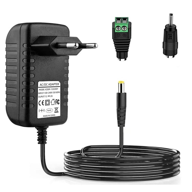 [AUSTRALIA] - XZGm AC Adaptor 12 V 2 A Power Supply AC100-240 V to DC12 V 500 mA 1000 mA 1500 mA 2000 mA Power Driver 5.5 mm with 2 DC Plug Adapters Inverter Charger Transformer 12 V 24 W 12V2A 