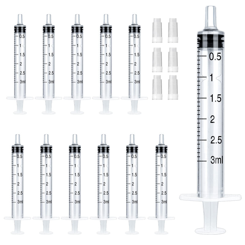 Pack of 20 3 ml Syringe Plastic Syringes with Lid Sterile Colostrum Syringe Set without Needle for Feeding, Liquid Syringe for Glue, Ink, Motor Oil, Newborn Animal Feeding Lab