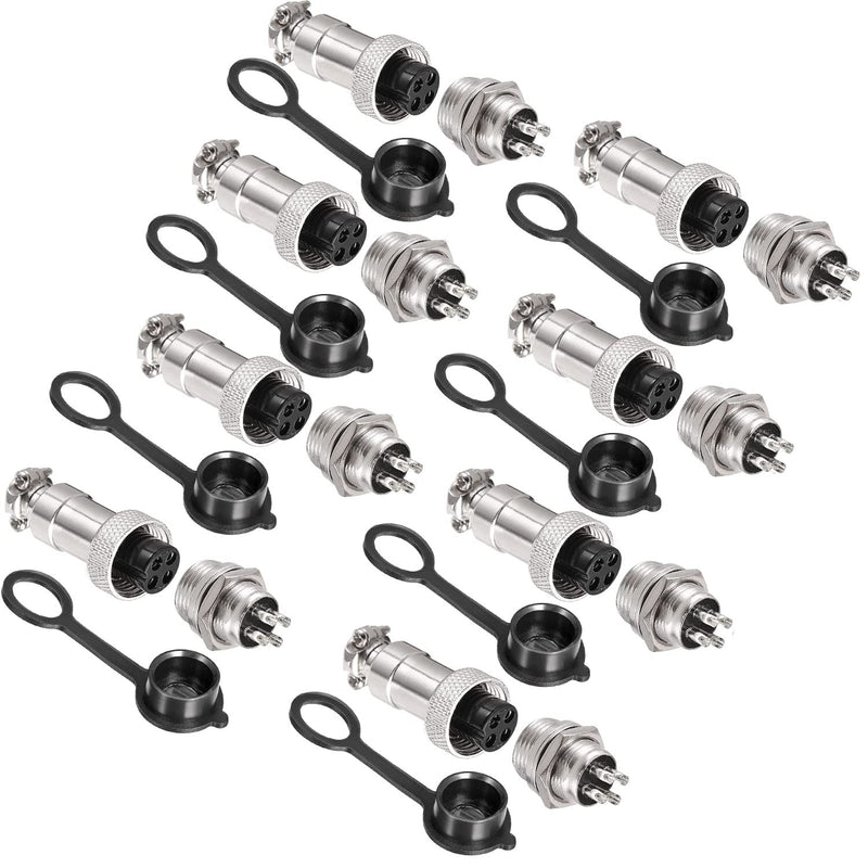[AUSTRALIA] - VISSQH GX12 4 Pin Panel Metal Mounting Round Aviation Plug, 12 mm Male/Female Aviation Plug Cable Connector 4-Pin + Rubber Protective Cap and Screwdriver Pack of 16 4-pin. 