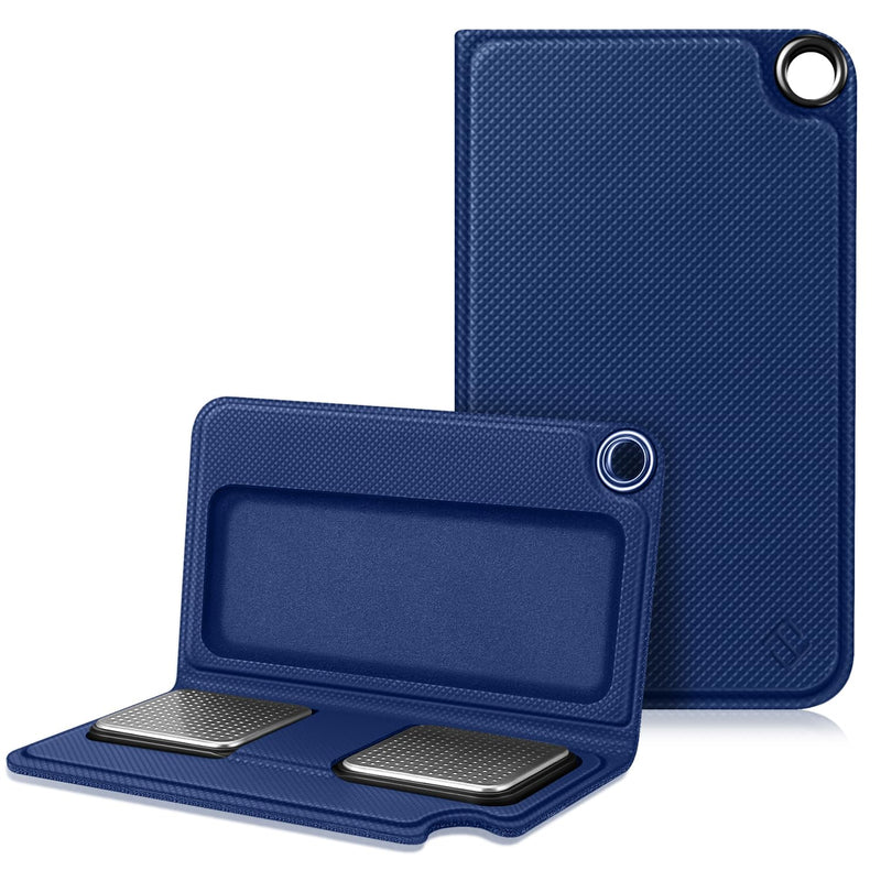 Fintie Protective Case for Alivecor Kardia Mobile, Premium PU Leather Carrying Cover with Magnetic Closure and Key Holder for KardiaMobile EKG Heart Monitor, [Not Fit KardiaMobile 6L], Navy