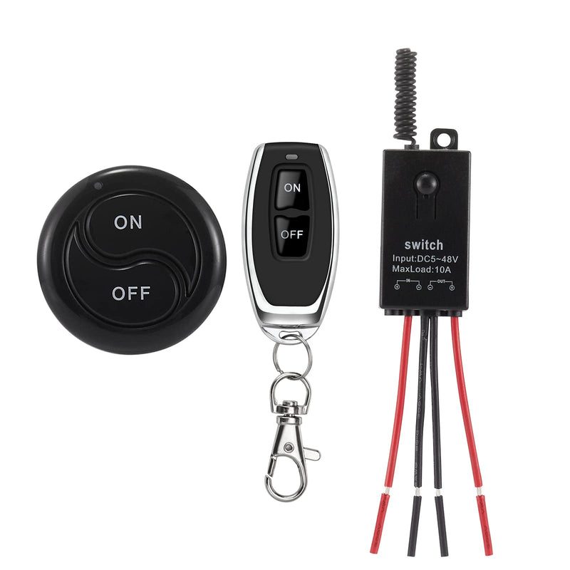[AUSTRALIA] - dstfuy 12 V Radio Switch, Wireless Light Switch DC 5 V/12 V/24 V/48/10 A Mini Relay Wireless Light Switch Remote Control 328 ft Long Distance for Ceiling Lights, Lamps 5V-48V/10A mini Relais-328FT 