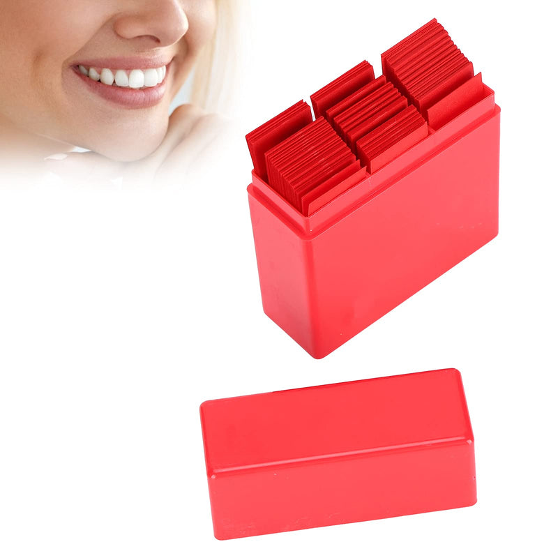 300 Sheets Dental Articulation Paper with Plastic Dispenser, Double-Sided Oral Care Instruments for Occlusal and Interproximal Adjustments (Red) Red