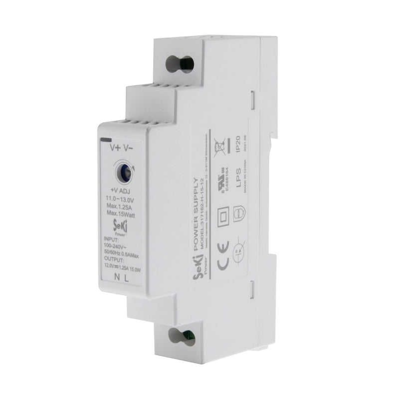 SeKi DIN Rail Power Supply H-15-12 - 12V - 1.25A - 15W DIN Rail - DIN Rail Power Supply 15 watts (1.25 A) Single