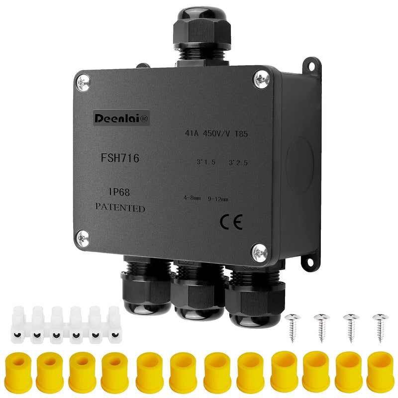 Elezenioc Junction Box Waterproof IP68, 4-Way Junction Box Outdoor Waterproof Cable Connector Outdoor Electrical Outdoor Distribution Box, Earth Cable Terminal Box, 4 mm - 12 mm (4 Way) 4 Way