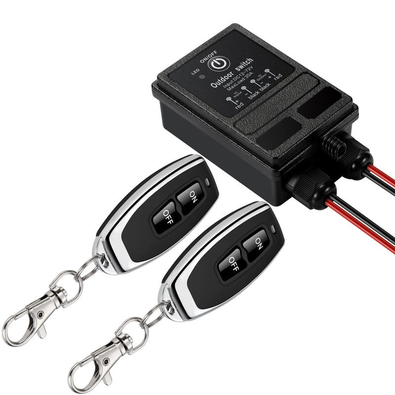 Waterproof Remote Control Relay Switch, 328ft Long Range Wireless Remote Switch,DC 12V-72V Relay RF Remote Control Switches for Outdoor Light