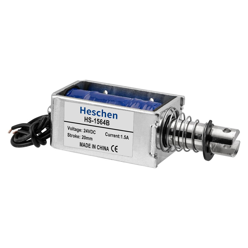 Solenoid Electromagnet, HS-1564B, DC24V 1.5A, 20mm Stroke, Force 60N, Push Pull Type, Open Frame, Linear Motion