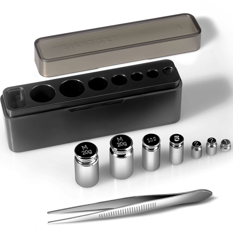 UNIWEIGH Calibration Weight Set, 7pcs 1-60g Calibration Gram Scale Weights Kit, Small Test Weight for Digital Scale Balance, Includes: 1g*1, 2g*2, 5g*1,10g*1, 20g*2,1 Piece Tweezers large