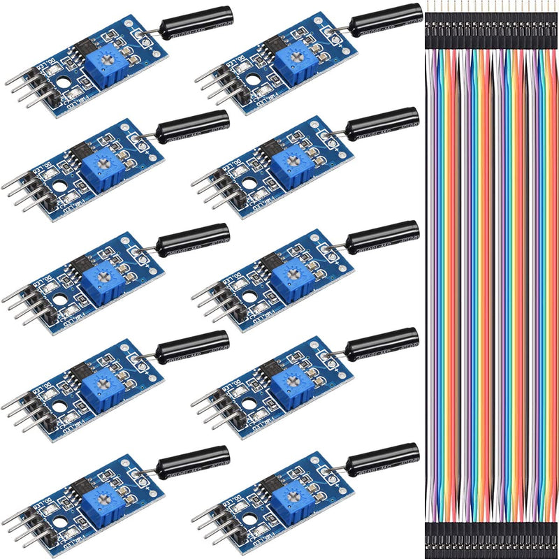[AUSTRALIA] - Youmile 10pcs High Sensitive Vibration Switch Sensor Module SW-18010P Alarm Sensor Module Vibration Module with DuPont Cable for Arduino 