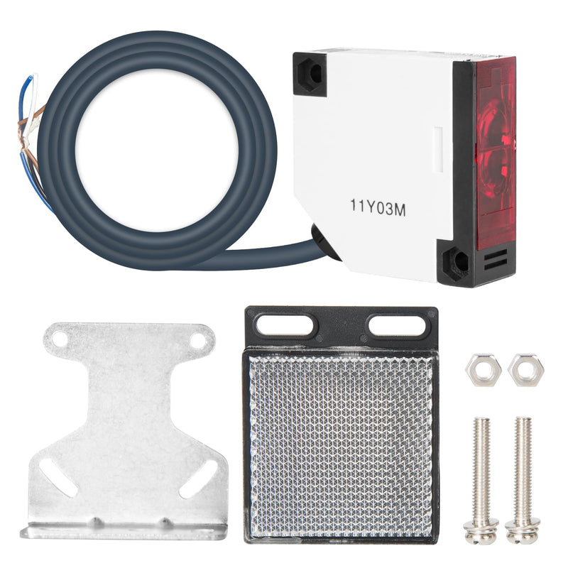 DEWIN E3JK-R4M1 Reflection Light Barrier, Photoelectric Induction Switch, Sensor Switch with Reflector, AC 90-250 V
